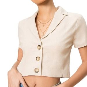 Superdown Meg Button Up Linen Top Size Small